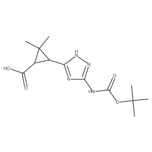 rac-(1R,3S)-3-(5-{[(tert-butoxy)carbonyl]amino}-1H-1,2,4-triazol-3-yl)-2,2-dimethylcyclopropane-1-carboxylic acid Structure