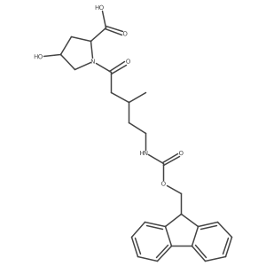 (2S,4S)-1-[5-({[(9H-fluoren-9-yl)methoxy]carbonyl}amino)-3-methylpentanoyl]-4-hydroxypyrrolidine-2-carboxylic acid Structure