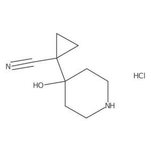 1-(4-Hydroxypiperidin-4-yl)cyclopropane-1-carbonitrile hydrochloride结构式
