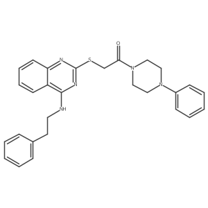 2-({4-[(2-Phenylethyl)amino]quinazolin-2-yl}sulfanyl)-1-(4-phenylpiperazin-1-yl)ethan-1-one结构式