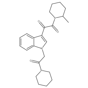 1-(2-methylpiperidin-1-yl)-2-(1-(2-oxo-2-(piperidin-1-yl)ethyl)-1H-indol-3-yl)ethane-1,2-dione结构式