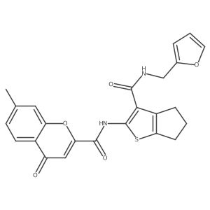N-{3-[(furan-2-ylmethyl)carbamoyl]-5,6-dihydro-4H-cyclopenta[b]thiophen-2-yl}-7-methyl-4-oxo-4H-chromene-2-carboxamide结构式