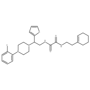 N1-(2-(cyclohex-1-en-1-yl)ethyl)-N2-(2-(4-(2-fluorophenyl)piperazin-1-yl)-2-(furan-2-yl)ethyl)oxalamide结构式
