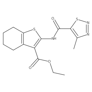 Ethyl 2-{[(4-methyl-1,2,3-thiadiazol-5-yl)carbonyl]amino}-4,5,6,7-tetrahydro-1-benzothiophene-3-carboxylate结构式