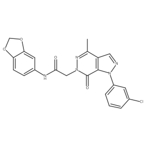 N-(benzo[d][1,3]dioxol-5-yl)-2-(1-(3-chlorophenyl)-4-methyl-7-oxo-1H-pyrazolo[3,4-d]pyridazin-6(7H)-yl)acetamide结构式