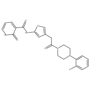N-(4-(2-(4-(2-fluorophenyl)piperazin-1-yl)-2-oxoethyl)thiazol-2-yl)-2-oxo-1,2-dihydropyridine-3-carboxamide结构式