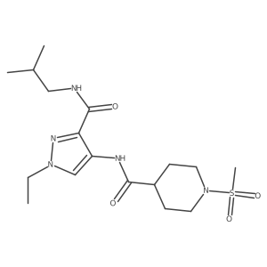 N-{1-ethyl-3-[(2-methylpropyl)carbamoyl]-1H-pyrazol-4-yl}-1-(methylsulfonyl)piperidine-4-carboxamide Structure