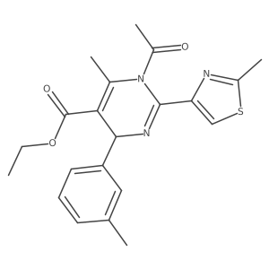 Ethyl 1-acetyl-2-(2-methylthiazol-4-yl)-4-(3-methylphenyl)-6-methyl-1,4-dihydro-pyrimidin-5-carboxylate结构式