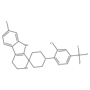1-(3-Chloro-5-(trifluoromethyl)pyridin-2-YL)-7'-fluoro-2',3',4',9'-tetrahydrospiro[piperidine-4,1'-pyrido[3,4-B]indole] Structure