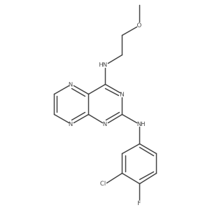 (3-Chloro-4-fluorophenyl){4-[(2-methoxyethyl)amino]pteridin-2-yl}amine Structure