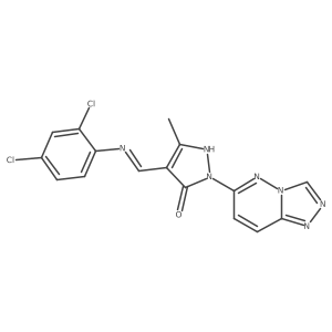 (4E)-4-{[(2,4-dichlorophenyl)amino]methylidene}-5-methyl-2-([1,2,4]triazolo[4,3-b]pyridazin-6-yl)-2,4-dihydro-3H-pyrazol-3-one结构式