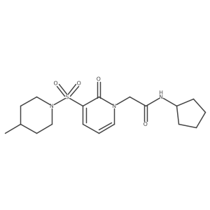 N-cyclopentyl-2-(3-((4-methylpiperidin-1-yl)sulfonyl)-2-oxopyridin-1(2H)-yl)acetamide Structure