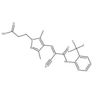 3-[4-[(Z)-2-cyano-3-oxo-3-[2-(trifluoromethyl)anilino]prop-1-enyl]-3,5-dimethylpyrazol-1-yl]propanoic acid结构式