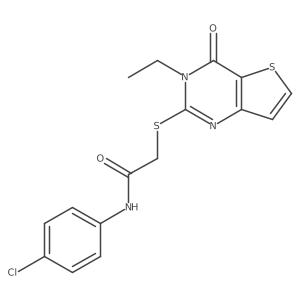 CCn1c(SCC(=O)Nc2ccc(Cl)cc2)nc2ccsc2c1=O结构式