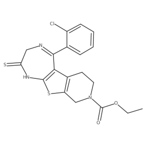 8H-Pyrido[4',3':4,5]thieno[2,3-e]-1,4-diazepine-8-carboxylic acid, 5-(2-chlorophenyl)-1,2,3,6,7,9-hexahydro-2-thioxo-, ethyl ester Structure