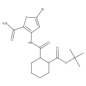 Tert-butyl 2-((5-bromo-2-carbamoylthiophen-3-yl)carbamoyl)piperidine-1-carboxylate结构式