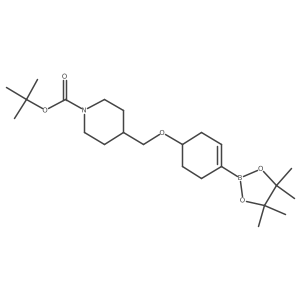 tert-Butyl 4-((4-(4,4,5,5-Tetramethyl-1,3,2-dioxaborolan-2-yl)cyclohex-3-enyloxy)methyl)piperidine-1-carboxylate结构式