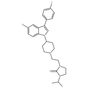 2-Imidazolidinone,1-[2-[4-[5-fluoro-3-(4-fluorophenyl)-1h-indol-1-yl]-1-piperidinyl]ethyl]-3-(1-methylethyl)- Structure