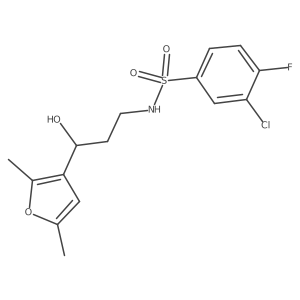 3-chloro-N-[3-(2,5-dimethylfuran-3-yl)-3-hydroxypropyl]-4-fluorobenzene-1-sulfonamide Structure
