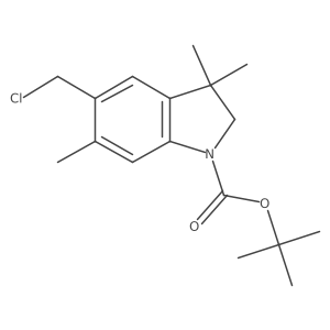 Tert-butyl 5-(chloromethyl)-3,3,6-trimethylindoline-1-carboxylate结构式
