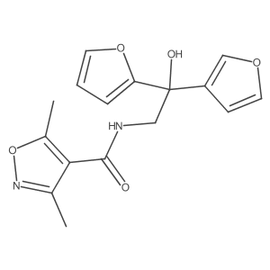 N-(2-(furan-2-yl)-2-(furan-3-yl)-2-hydroxyethyl)-3,5-dimethylisoxazole-4-carboxamide结构式