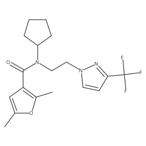 N-cyclopentyl-2,5-dimethyl-N-(2-(3-(trifluoromethyl)-1H-pyrazol-1-yl)ethyl)furan-3-carboxamide结构式