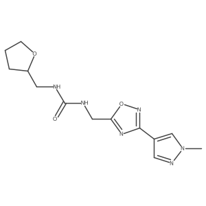 1-((3-(1-methyl-1H-pyrazol-4-yl)-1,2,4-oxadiazol-5-yl)methyl)-3-((tetrahydrofuran-2-yl)methyl)urea结构式