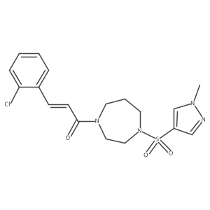 (E)-3-(2-chlorophenyl)-1-(4-((1-methyl-1H-pyrazol-4-yl)sulfonyl)-1,4-diazepan-1-yl)prop-2-en-1-one结构式