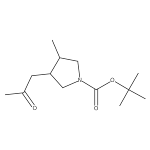 rac-tert-butyl (3R,4R)-3-methyl-4-(2-oxopropyl)pyrrolidine-1-carboxylate结构式