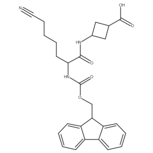 3-[6-cyano-2-({[(9H-fluoren-9-yl)methoxy]carbonyl}amino)hexanamido]cyclobutane-1-carboxylic acid Structure