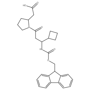 2-[(2S)-1-[3-cyclobutyl-3-({[(9H-fluoren-9-yl)methoxy]carbonyl}amino)propanoyl]pyrrolidin-2-yl]acetic acid Structure