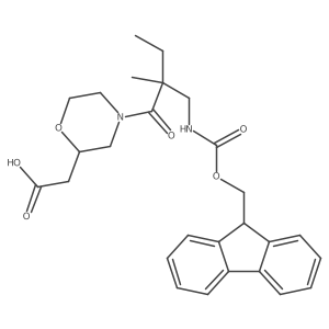 2-(4-{2-[({[(9H-fluoren-9-yl)methoxy]carbonyl}amino)methyl]-2-methylbutanoyl}morpholin-2-yl)acetic acid结构式