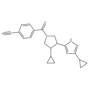 5-[(3R,4R)-3-Cyclopropyl-4-(3-cyclopropyl-1H-1,2,4-triazol-5-yl)pyrrolidine-1-carbonyl]pyridine-2-carbonitrile结构式
