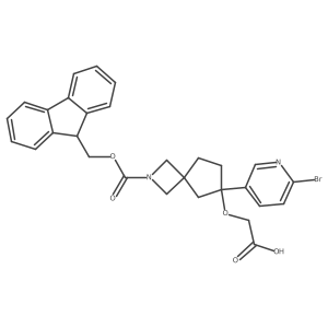 2-{[6-(6-bromopyridin-3-yl)-2-{[(9H-fluoren-9-yl)methoxy]carbonyl}-2-azaspiro[3.4]octan-6-yl]oxy}acetic acid Structure