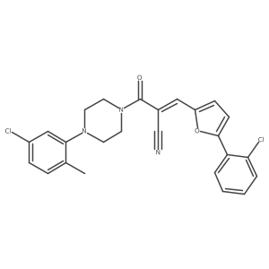 2-[4-(5-Chloro-2-methylphenyl)piperazine-1-carbonyl]-3-[5-(2-chlorophenyl)furan-2-yl]prop-2-enenitrile Structure