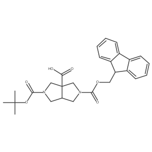 rac-(3aR,6aR)-2-[(tert-butoxy)carbonyl]-5-{[(9H-fluoren-9-yl)methoxy]carbonyl}-octahydropyrrolo[3,4-c]pyrrole-3a-carboxylic acid结构式