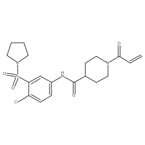 N-[4-chloro-3-(pyrrolidine-1-sulfonyl)phenyl]-1-(prop-2-enoyl)piperidine-4-carboxamide结构式