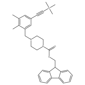 (9H-fluoren-9-yl)methyl 4-({3-iodo-2-methyl-5-[2-(trimethylsilyl)ethynyl]phenyl}methyl)piperazine-1-carboxylate结构式