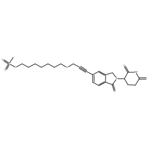 7-[3-[2-(2,6-Dioxo-3-piperidyl)-1-oxo-isoindolin-5-yl]prop-2-ynoxy]heptyl methanesulfonate结构式