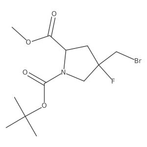 O1-tert-butyl O2-methyl (2R)-4-(bromomethyl)-4-fluoro-pyrrolidine-1,2-dicarboxylate Structure