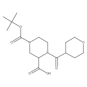 4-Tert-butoxycarbonyl-1-(tetrahydropyran-4-carbonyl)piperazine-2-carboxylic acid Structure