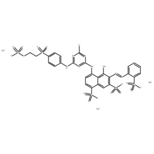 tetrasodium;4-[[4-chloro-6-[4-(2-sulfonatooxyethylsulfonyl)anilino]-1,3,5-triazin-2-yl]amino]-5-hydroxy-6-(2-sulfonatophenyl)azo-naphthalene-1,7-disulfonate Structure