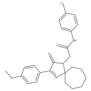 N-(4-chlorophenyl)-2-[3-(4-methoxyphenyl)-2-oxo-1,4-diazaspiro[4.6]undec-3-en-1-yl]acetamide结构式