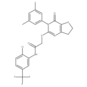 N-(2-chloro-5-(trifluoromethyl)phenyl)-2-((3-(3,5-dimethylphenyl)-4-oxo-3,4,6,7-tetrahydrothieno[3,2-d]pyrimidin-2-yl)thio)acetamide结构式