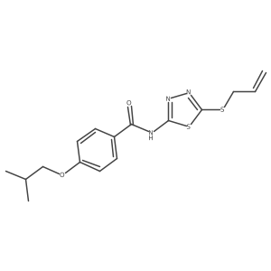 4-(2-methylpropoxy)-N-[5-(prop-2-en-1-ylsulfanyl)-1,3,4-thiadiazol-2-yl]benzamide结构式