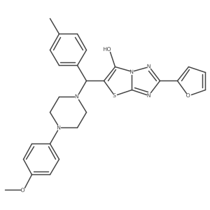 2-(Furan-2-yl)-5-((4-(4-methoxyphenyl)piperazin-1-yl)(p-tolyl)methyl)thiazolo[3,2-b][1,2,4]triazol-6-ol结构式