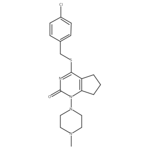 4-((4-chlorobenzyl)thio)-1-(4-methylpiperazin-1-yl)-6,7-dihydro-1H-cyclopenta[d]pyrimidin-2(5H)-one结构式