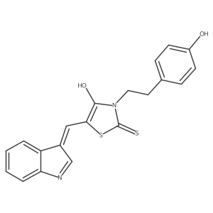 (5Z)-3-[2-(4-hydroxyphenyl)ethyl]-5-(1H-indol-3-ylmethylidene)-2-thioxo-1,3-thiazolidin-4-one结构式