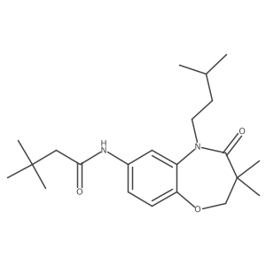 N-(5-isopentyl-3,3-dimethyl-4-oxo-2,3,4,5-tetrahydrobenzo[b][1,4]oxazepin-7-yl)-3,3-dimethylbutanamide结构式