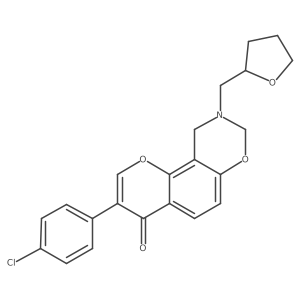 3-(4-chlorophenyl)-9-((tetrahydrofuran-2-yl)methyl)-9,10-dihydrochromeno[8,7-e][1,3]oxazin-4(8H)-one结构式